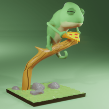 chameleon Tier Niedlich kawaii grün Reptil ornament pizza Essen 3d print model - Mito3D