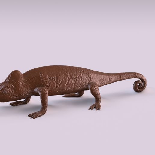 camaleón lagartija reptil animal salvaje naturaleza figurilla estatua decoración juguete 3D print model - Mito3D