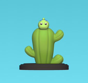camaleonte cactus carina divertente scultura animale giocattolo arte miniature cartone animato decorativo giocare divertimento lucertola rettile 3d print model - Mito3D