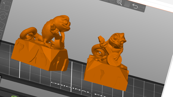 camaleão violão emaranhado animal empurrão lagarto bobo corte desenhos animados filme anime brinquedo retirar 3d print model - Mito3D