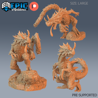 chameleon raptor set dnd miniature tabletop miniatures gaming monster 3d model rpg dndminis stl file Game epic-miniatures dndminiatures 3dprint 3dminiature printedminis 3dprinting dungeon fantasy roleplaying dragon warrior undead pre-supported 3d print model - Mito3D