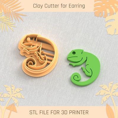 chameleon summer clay cutter tools earring turtle beach shell 3d print model - Mito3D