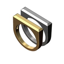 chamfered flat rectangular signet ring 3d print model jewelry printable gold silver sterling men menring fashion jewellery luxury classic minimalist engravable name engraving rectangle rings 3d print model - Mito3D