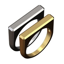 chamfered flat rectangular signet ring 3d print model jewelry printable gold silver sterling menring fashion jewellery luxury classic minimalist rectangle faceted geometric statement stackable rings 3d print model - Mito3D