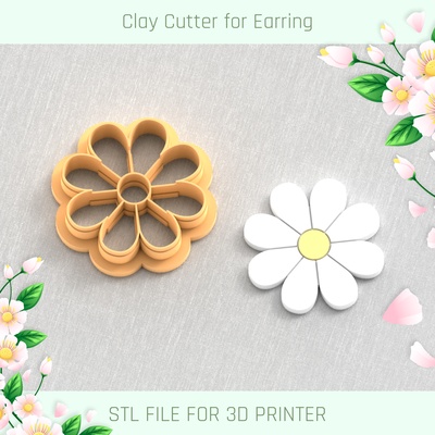 camomila pequeno tamanhos primavera argila cortador ferramentas brinco vaso flor 3d print model - Mito3D