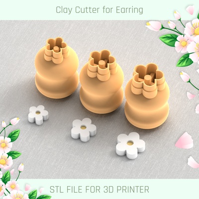 chamomile spring mini clay cutter tools earring 3d print model - Mito3D