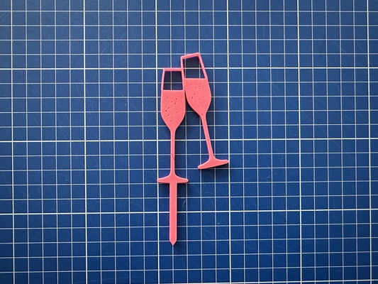 champagner glas kuchen topper cupcake feier design 3d print model - Mito3D