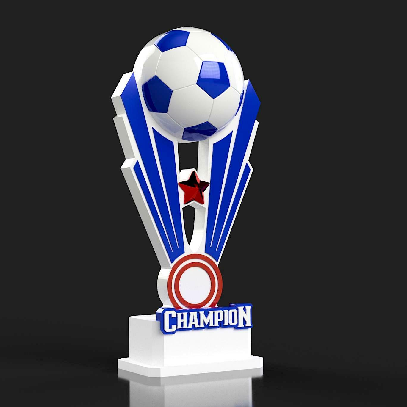 Champion Fußball Trophäe Ball Spieler Tasse 3D print model - Mito3D