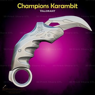 champions karambit cosplay valorant - stl file 3d print model fashion accessories halloween toys equipment game knife sword games protocol blade elderflame dagger songsteel xenohunter imperium melee 3d print model - Mito3D