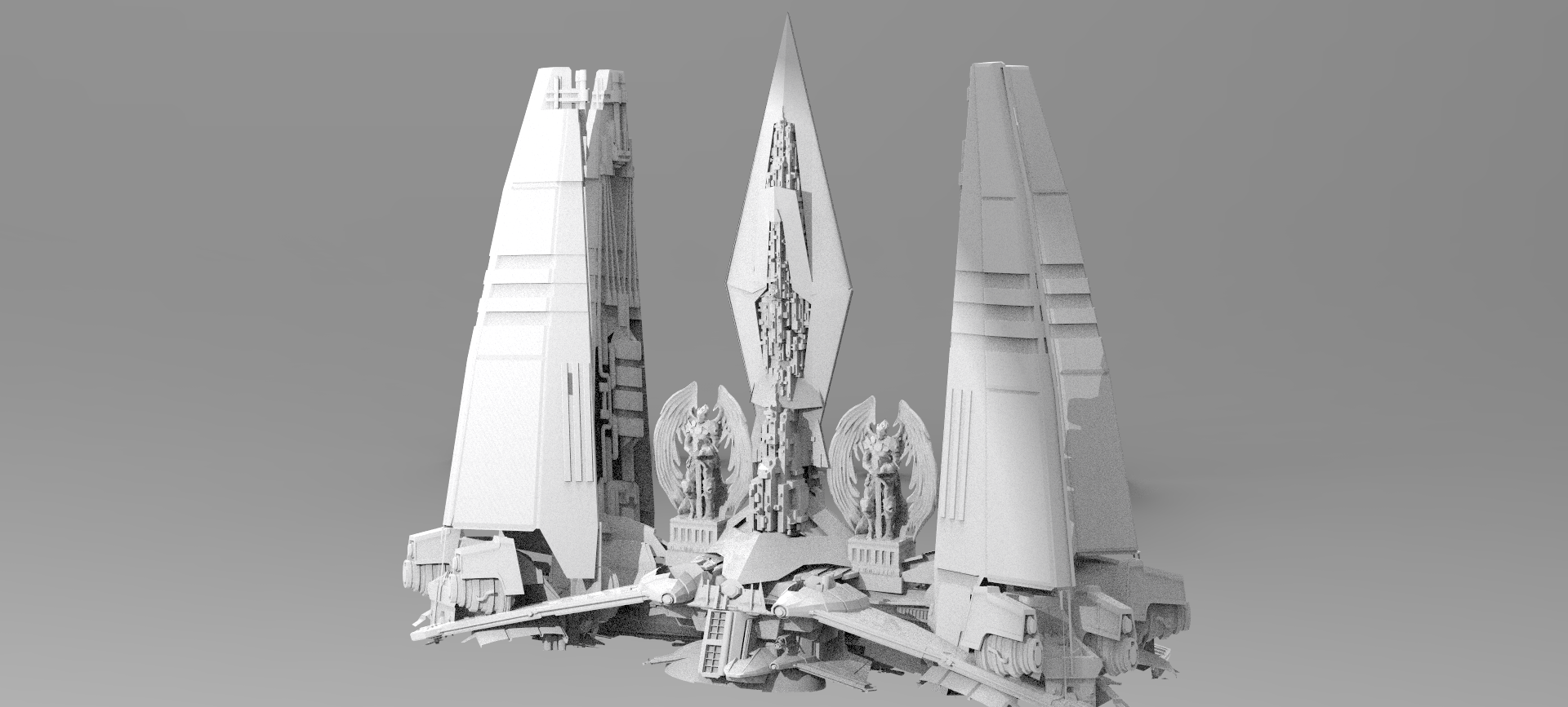 Kanzler schwebend Stadt 1 scifi Kitbash Pack Sammlung Architektur Raumfahrzeug Wolkenkratzer Gebäude Strukturen futuristisch Cyberpunk Außen Militär Konstrukteur sci fi architektonisch Krieg Sterne 3D print model - Mito3D