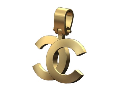 chanel logo pendant bail 3d print model jewelry printable gold silver necklace vintag bling 3d print model - Mito3D