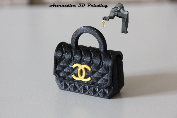 chanel estilo bolso llavero llave anillo diseño técnica arte decoración moda key ring juguete 3d print model - Mito3D