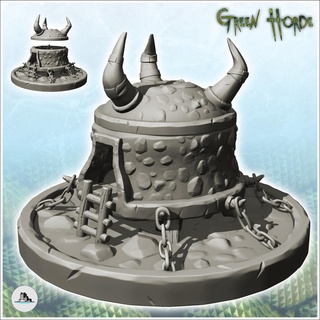chaos building roof horns ladder base 9 - ork green horde fantasy beast chaos demon ogre building architecture tabletop miniatures scenery wargame game terrain house accessories orc warrior rings lotr medieval orcus evil savage waaagh grunt  3d print model - Mito3D