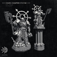 chaos champion statue - 40k game warhammer kill team legion space marine miniature tabletop objecitve wargame wargaming terrain making ruin sculls scifi grimdark 3d print model - Mito3D