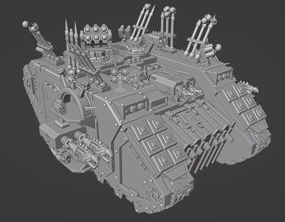 chaos land raider multipart kit Game war hammer 40000 spikes skulls chain tank vehicle transport apc 3d print model - Mito3D