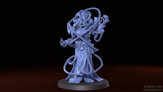 chaos sorceror lich grimdark wow warcraft world space marine sorcerer psyker wizard undead scifi scourge naxxramis evil skeleton 3d print model - Mito3D
