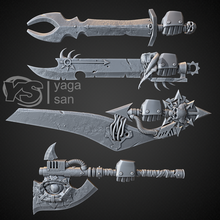 chaos space marines weapons pack 1 40k warhammer40k weapom sword axe 40mm 28mm warhammer 3d print model - Mito3D