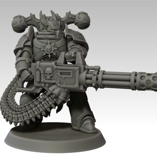 chaos guerrier de l'espace mitrailleuse gatling jeu warhammer40k 3D print model - Mito3D