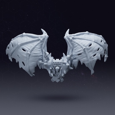 chaos wings backpack - 1 3d print night lords daemon bat space marine 3d print model - Mito3D