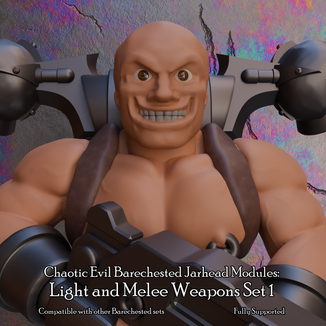 caótico mal barechested jarhead módulos ligero pelea confusa armas conjunto 1 juego 41k 31k caos legión 3D print model - Mito3D