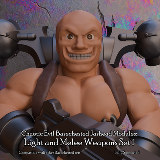 chaotic evil barechested jarhead modules light melee weapons set 1 Game 41k 31k chaos legion 3d print model - Mito3D