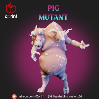 chaotic mutant abominations' set - pig chaos abomination dnd d&d dungeons dragons miniature tabletop game 32mm presupported monster fantasy halloween spooky 3d print model - Mito3D