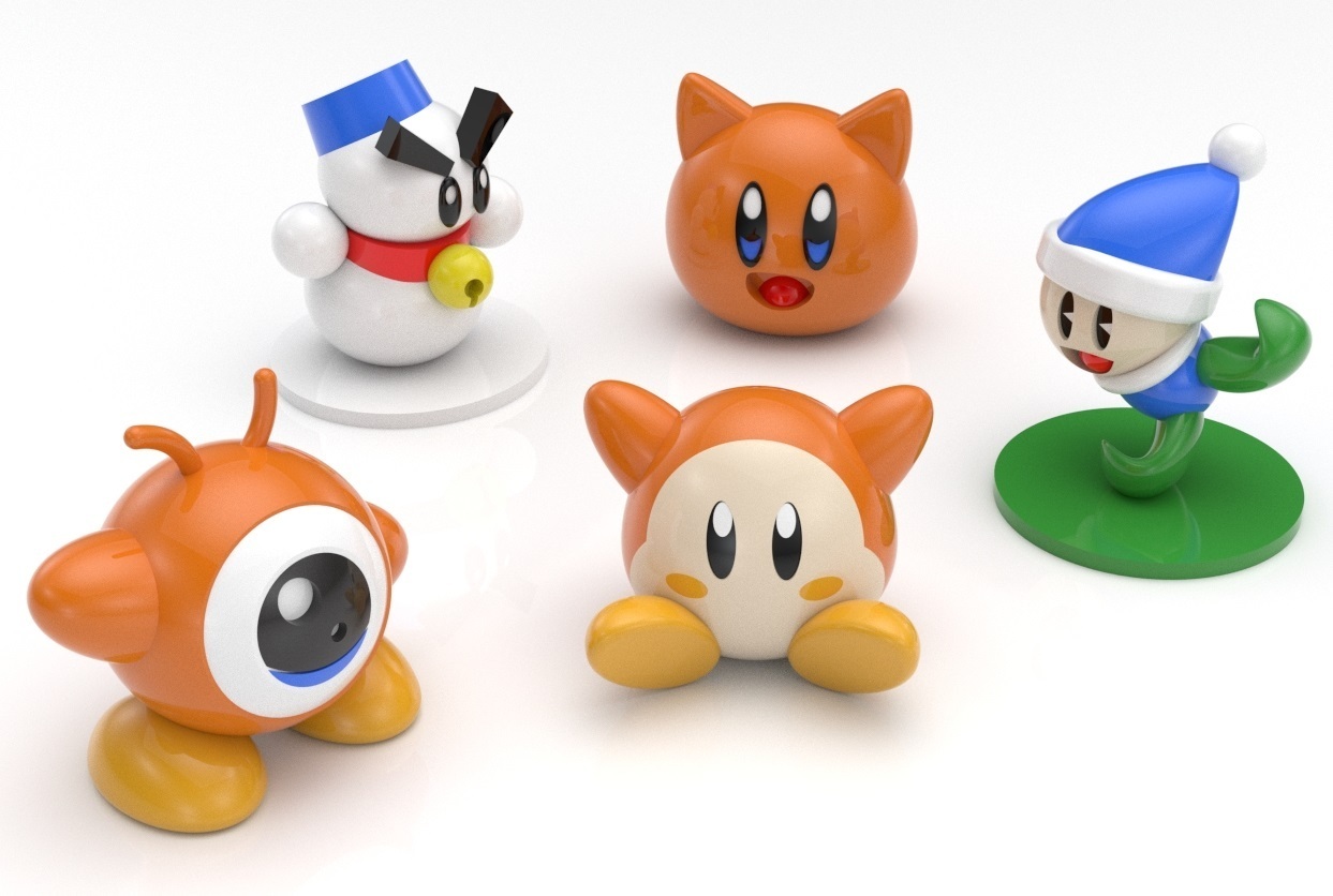 personagens jogos Kirby arte vídeo bombybros frio cachecol gingar dee doo 3D print model - Mito3D