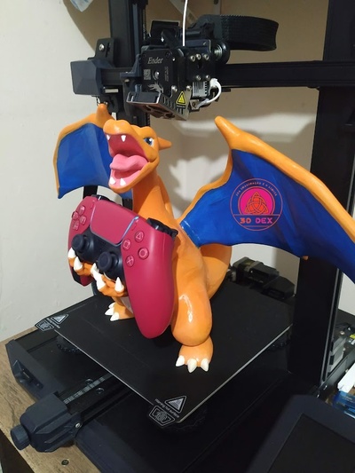 charizard controlador suporte controle porta pokémon ps5 video game nintendo 3d print model - Mito3D