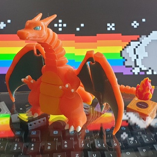 charizard flexi articulé pok lun impression endroit soutiens souple mouvement Feu dragon lézard charmander charmeleon créature Pokémon monstre jouet 3d print model - Mito3D