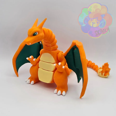 charizard articulado - print in place game pokemon juguetes charmander flexible dragon japones volador 3d print model - Mito3D