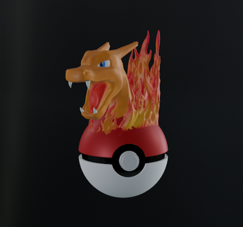 charizard fiamma pokeball fuoco design Pokemon Pikachu arte fan art giocattolo Drago giocattoli articolato 3d print model - Mito3D