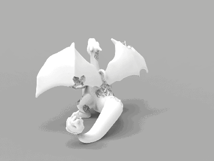 Charizard chaveiro Daniel Arsham estilo escultura cristais minerais arte Pokémon bulbasauro miado cubone charmander chave anel fracasso casa decoração 3d print model - Mito3D