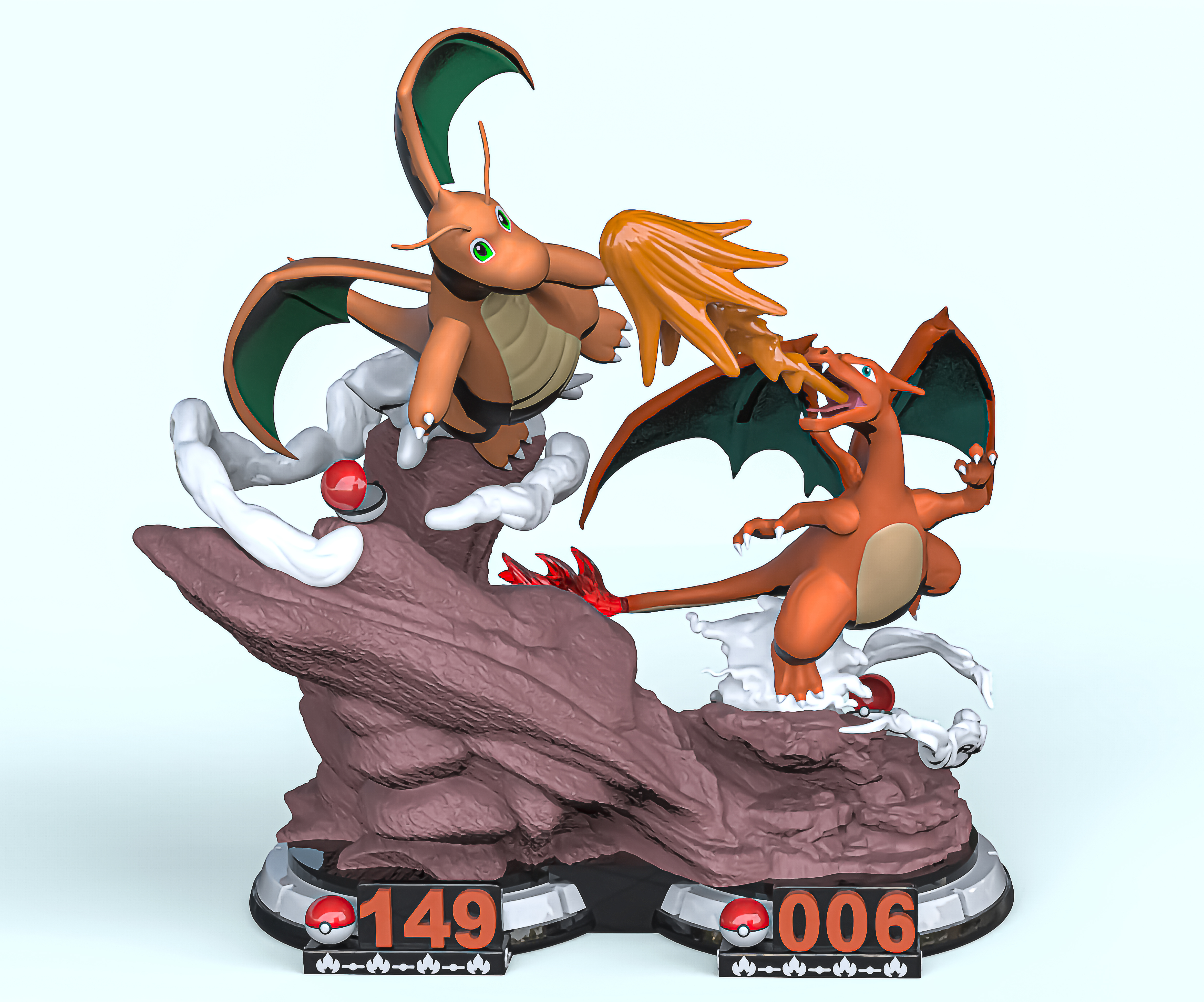 charizard vs dragonite - pokemon Game pikachu ash 3D print model - Mito3D