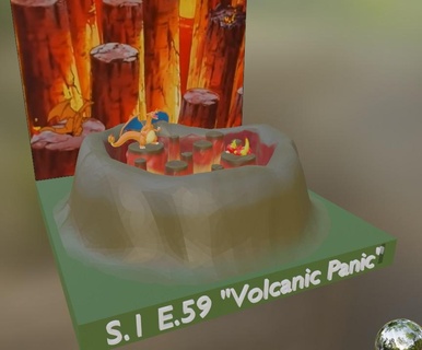 charizard vs magmar s1 e59 volcánico pánico juego pokemon medalla volcán Insignia 6 126 serie 3d print model - Mito3D