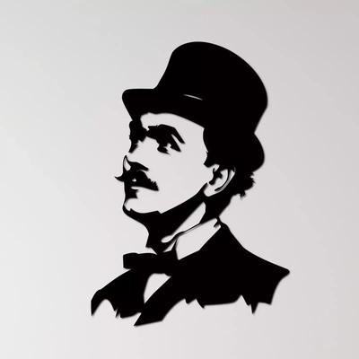 charlie chaplin wall art vintage cinema silent film iconic figure comedy actor silhouette legend classic movies hollywood history entertainer mime nostalgia black white era mustache entertainment icon comedic genius early pioneer cinematic scr 3d print model - Mito3D
