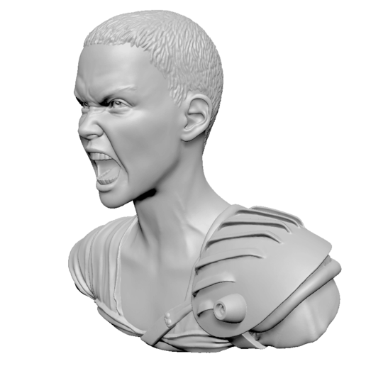 charlize theron furiosa de mad max fury road art visage tête la sculpture figure le buste femme l'actrice l'acteur film 3D print model - Mito3D