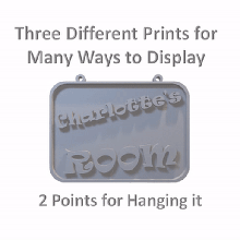 Charlotte 39 Zimmer Zeichen beinhaltet Schreibtisch Stand Mauer hängend Punkte Tür Montage gefüllt basteln Harz Plakette 3d print model - Mito3D