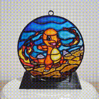 charmander stained glass pok mon charmeleon charizard frame painting ash 3d print model - Mito3D