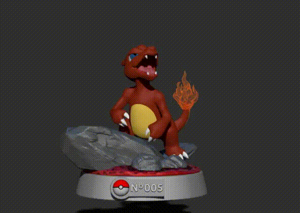 charmeleon pokemon fire print stylized charmander charizard poke 3D print model - Mito3D