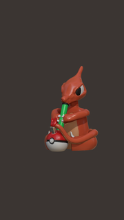 charmeleon rip Art pokemon charmander weed pot marijuana bong hit pokeball 3d print model - Mito3D