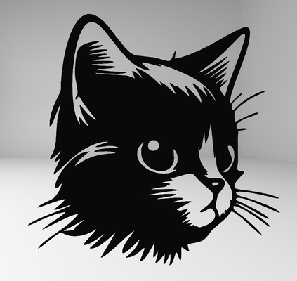 charming cat face elegant art design art minimalist feline 3d print home decor lovers clean lines detailed sophisticated adorable animal cute 3d print model - Mito3D