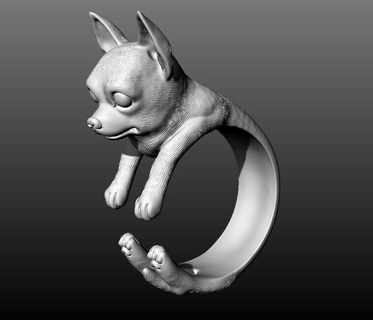 charming chihuahua ring gold dog 3d animal pet animals jewel character silver jewelry artistic rings 3d print model - Mito3D