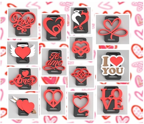 encantos paquete amor san valentin día arte i corazón corazones agenda decoración deco 3d print model - Mito3D