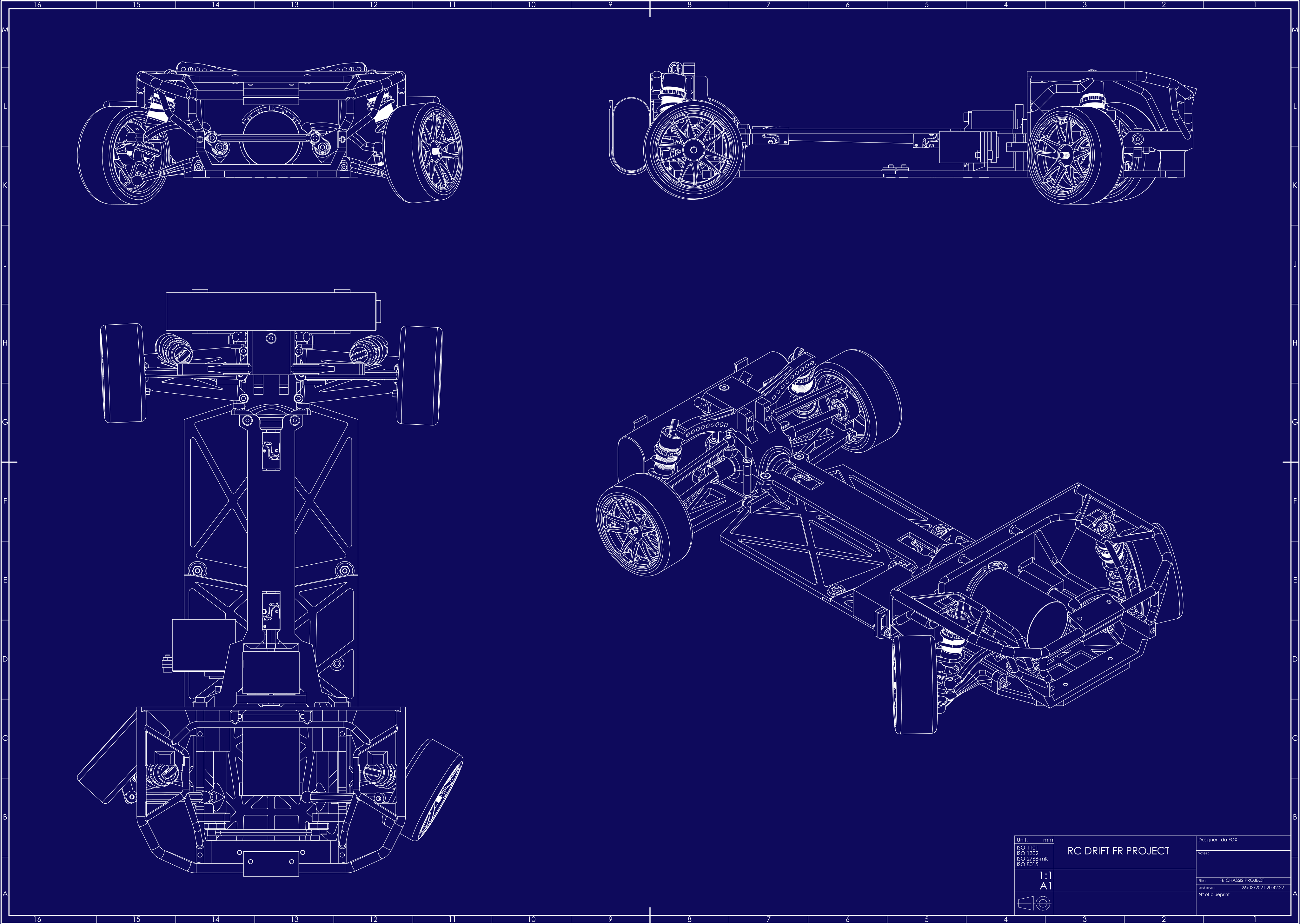 chassis rc 1 10 deriva carro rádio adiocontrolado quadro Armação completo 3D print model - Mito3D