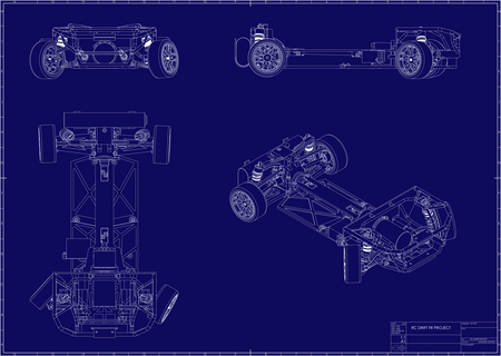 chasis rc 1 10 deriva coche vehiculo radio adiocontrolado cuadro completar 3d print model - Mito3D