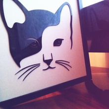 le chat de la table art conseil d'administration cat dessin 3d print model - Mito3D