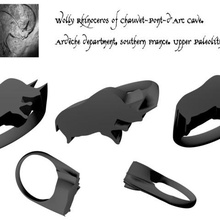chauvet rhinocéros chevalière bijoux cavepainting caveart 3d print model - Mito3D