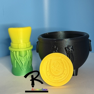 cheeky st patrick's day gnome patricks patrick coin pot o gold lucky 3d print model - Mito3D