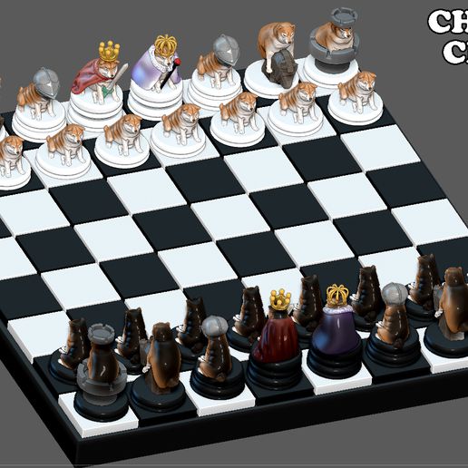 cheems doge doggy chess set pack 3d print file art 3D print model - Mito3D