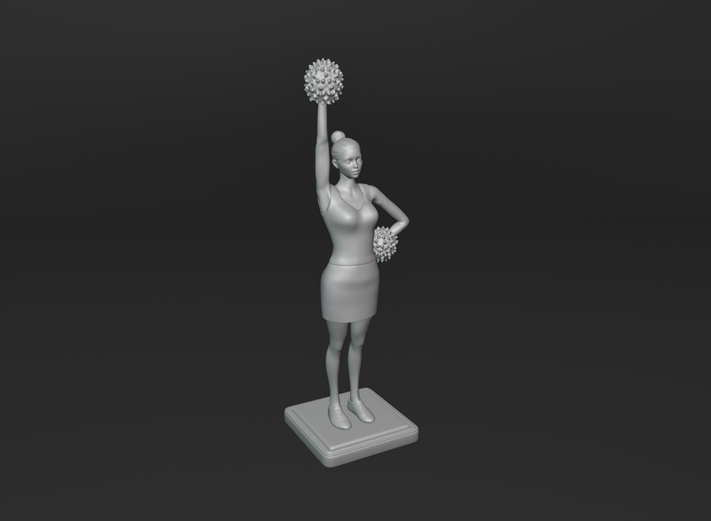 animador arte pom poms niña mujer colegio universidad hembra baile falda estatua figura chica escuela atlético juguete truco deporte 3D print model - Mito3D